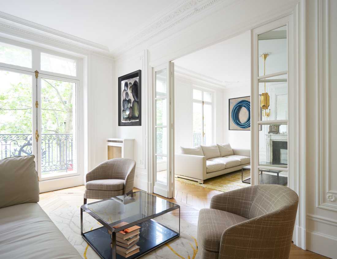 Décoration d'un appartement haussmannien renové par un architecte d'intérieur à Quimper