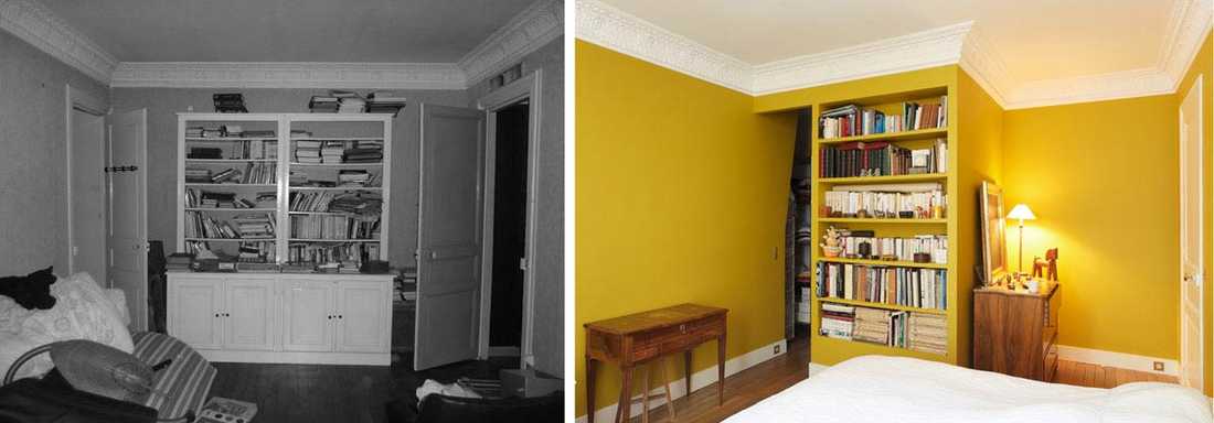 Avant - aprés salon d'un appartement aprés renovation par un architecte d'intérieur à Quimper