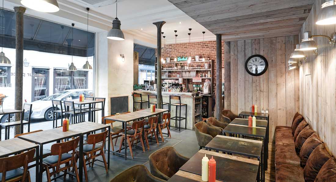 Aménagement d'un restaurant de burgers par un architecte d'interieur à Quimper