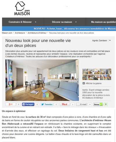 Article sur le nouveau look d'un appartement 2 pièces