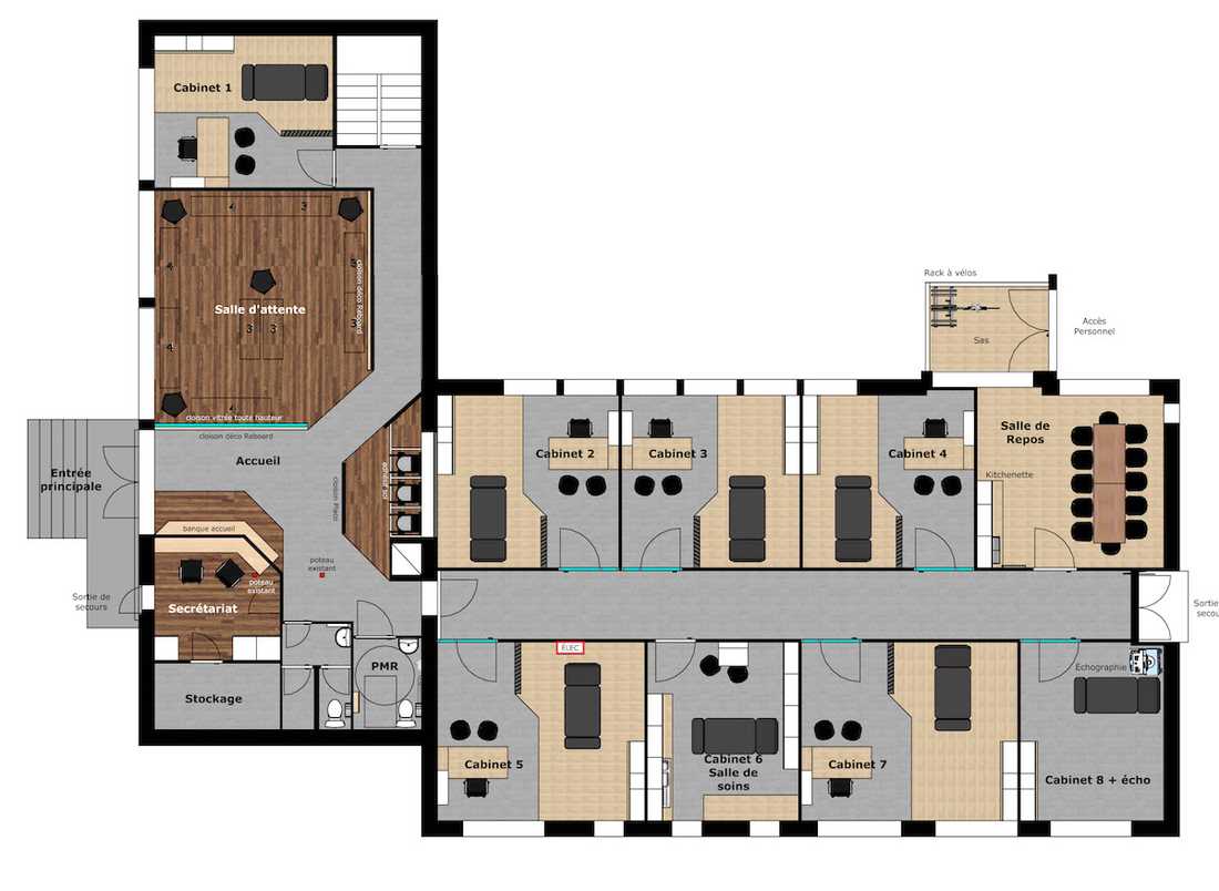 Transformation d'un local en maison médicale - plan du bâtiment