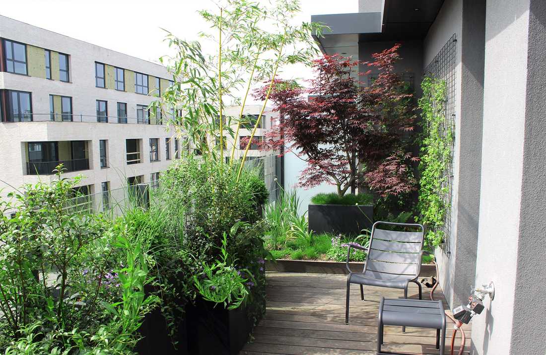 Aménagement paysager de la terrasse d'un penthouse à Quimper