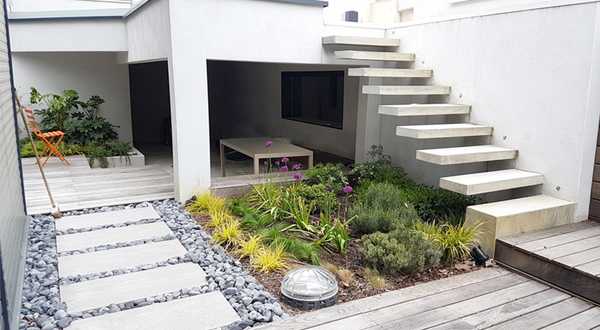 Création d'un jardin contemporain pour une maison neuve en Bretagne