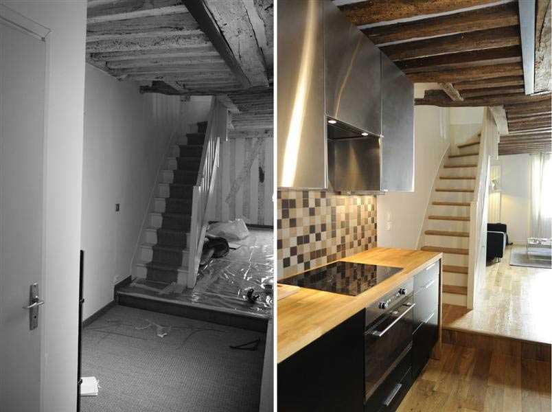 Aménagement d'une cuisine ouverte dans un duplex dans le Finistère et le Morbihan