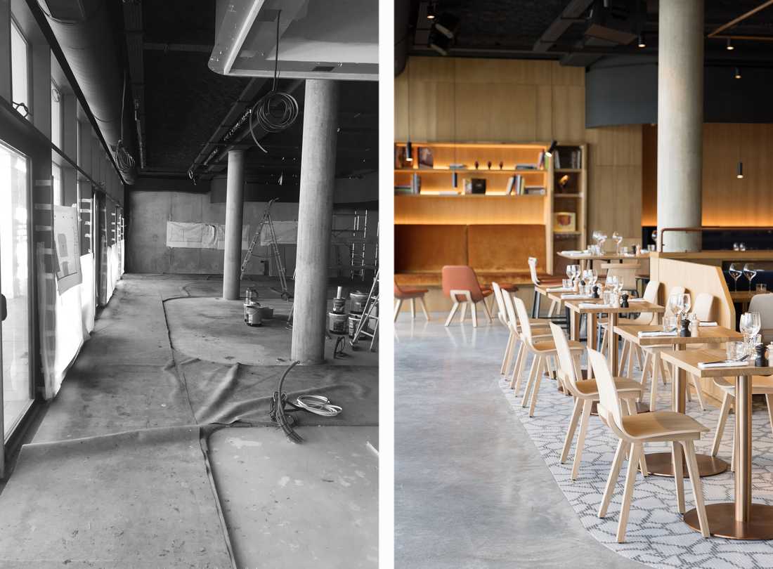 Réovation d'un restaurant par un architecte à Quimper en photos avant-après