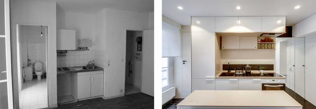 Rénovation d'un appartement 2 pièces vetuste par un architecte d'interieur à Quimper